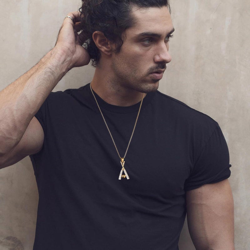 AsAlways Hip Hop Jewelry Iced Out Cross Baseball Bat Pendant Sports 18k Gold Plated Necklace for Men Women(Cross Baseball) - Image 3